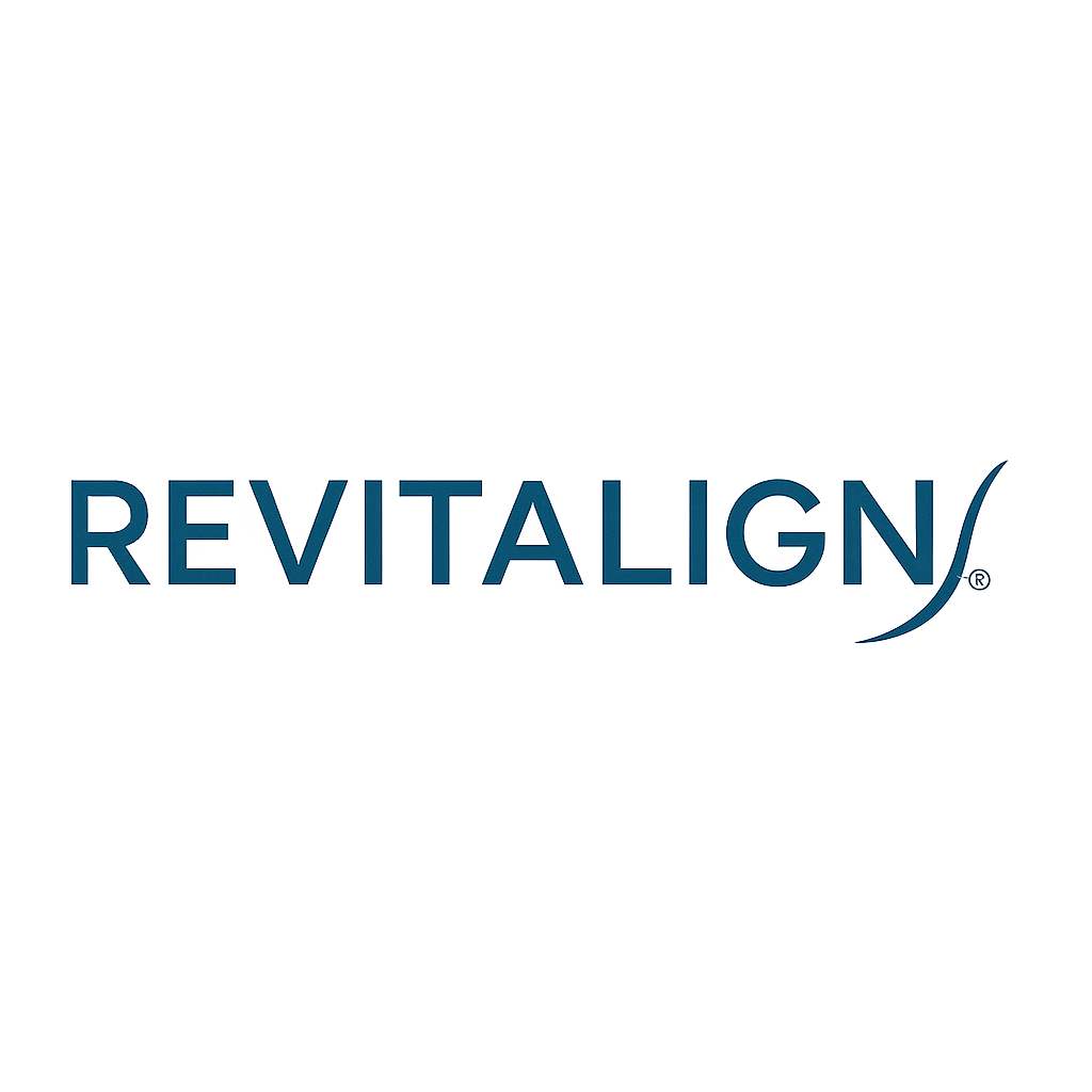 Teal blue text logo with swoosh